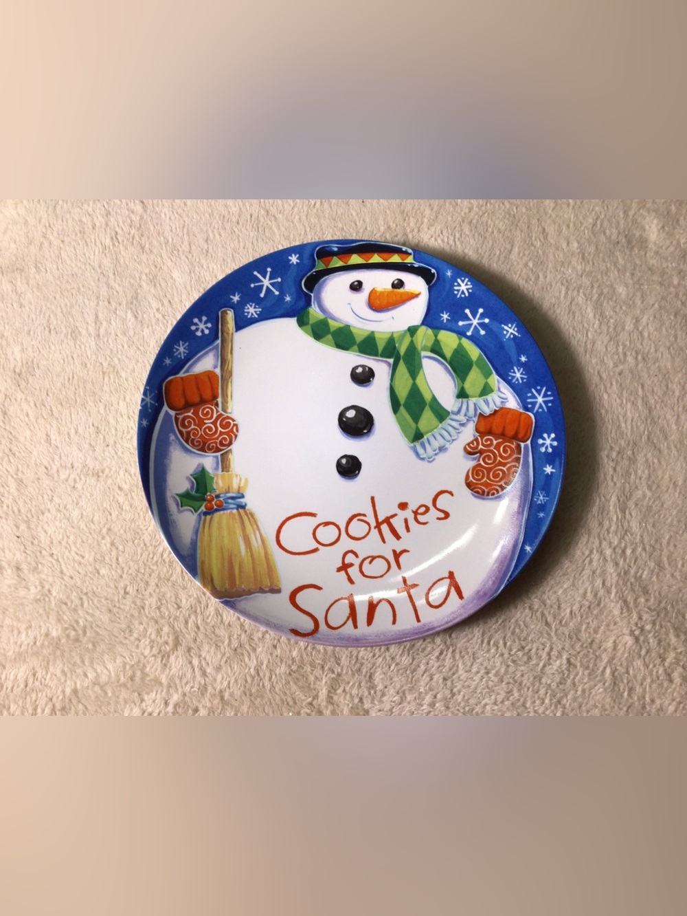Cookies for Santa Snowman Holiday Plate